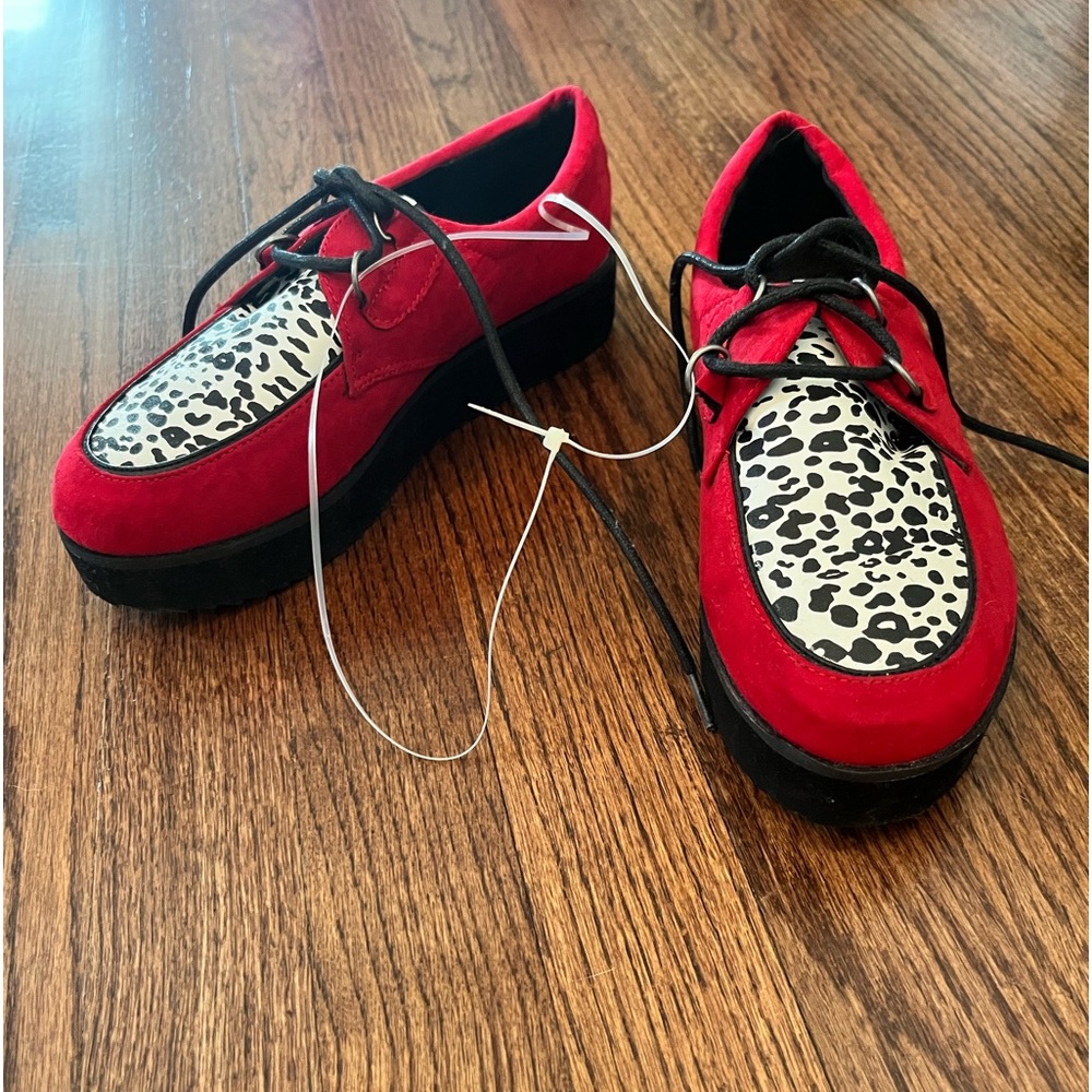 Platform Red and Cheetah Sneakers Never Worn